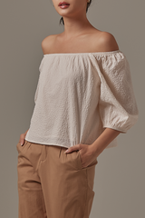 Dana Textured Blouse in Powder