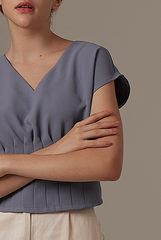Indiana Pleated Top in Slate Blue