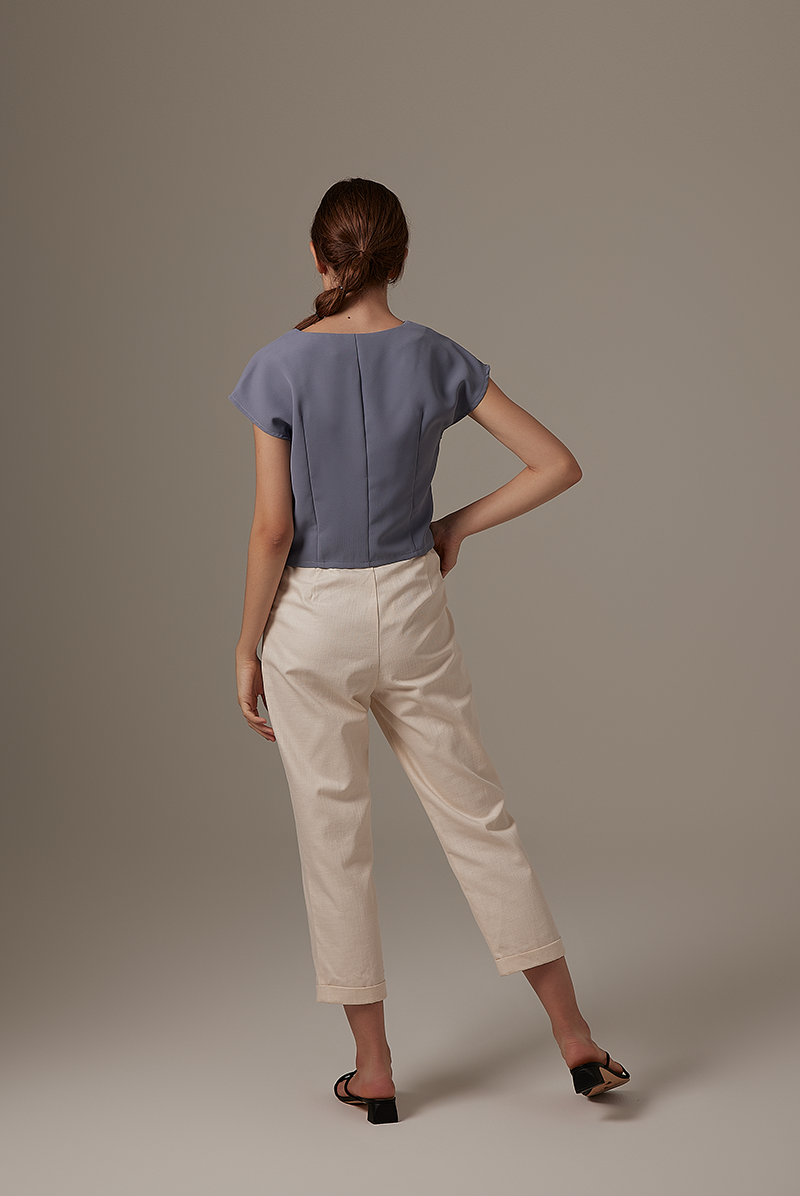 Indiana Pleated Top in Slate Blue