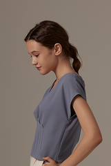 Indiana Pleated Top in Slate Blue