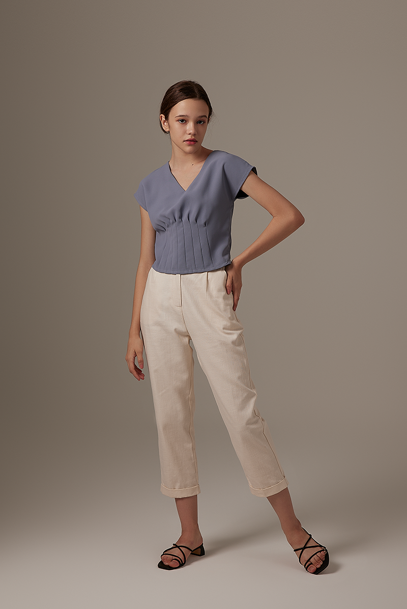 Indiana Pleated Top in Slate Blue