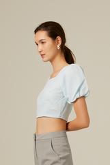 Everdena Puff Sleeves Crop Top