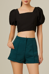 Everdena Puff Sleeves Crop Top