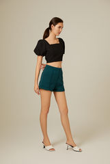 Everdena Puff Sleeves Crop Top