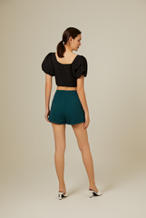 Everdena Puff Sleeves Crop Top