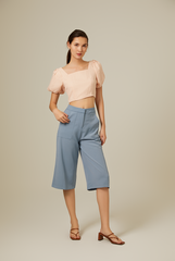 Everdena Puff Sleeves Crop Top