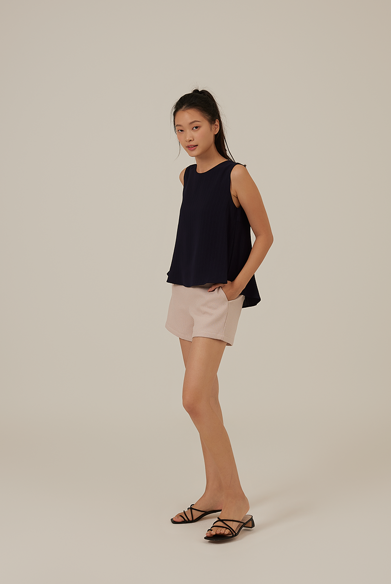 Ricotta A-Line Sleeveless Top in Navy Blue