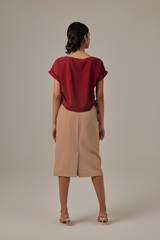 Ovena Side Drawstring Top in Burgundy