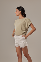 Ovena Side Drawstring Top in Sage Green