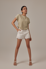 Ovena Side Drawstring Top in Sage Green