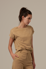 Popilyn Drop Sleeves Top in Khaki