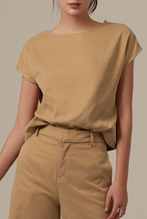 Popilyn Drop Sleeves Top in Khaki