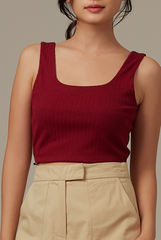 Jania Crop Tank Top in Burgundy
