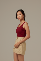 Jania Crop Tank Top in Burgundy