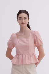 Elsie Embroidery Peplum Top in Rose