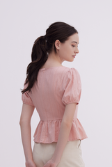 Elsie Embroidery Peplum Top in Rose