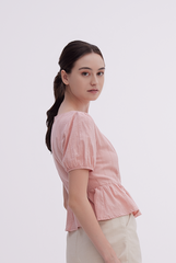Elsie Embroidery Peplum Top in Rose