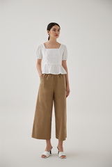 Elsie Embroidery Peplum Top in White