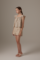 Paula Floral Blouse in Beige