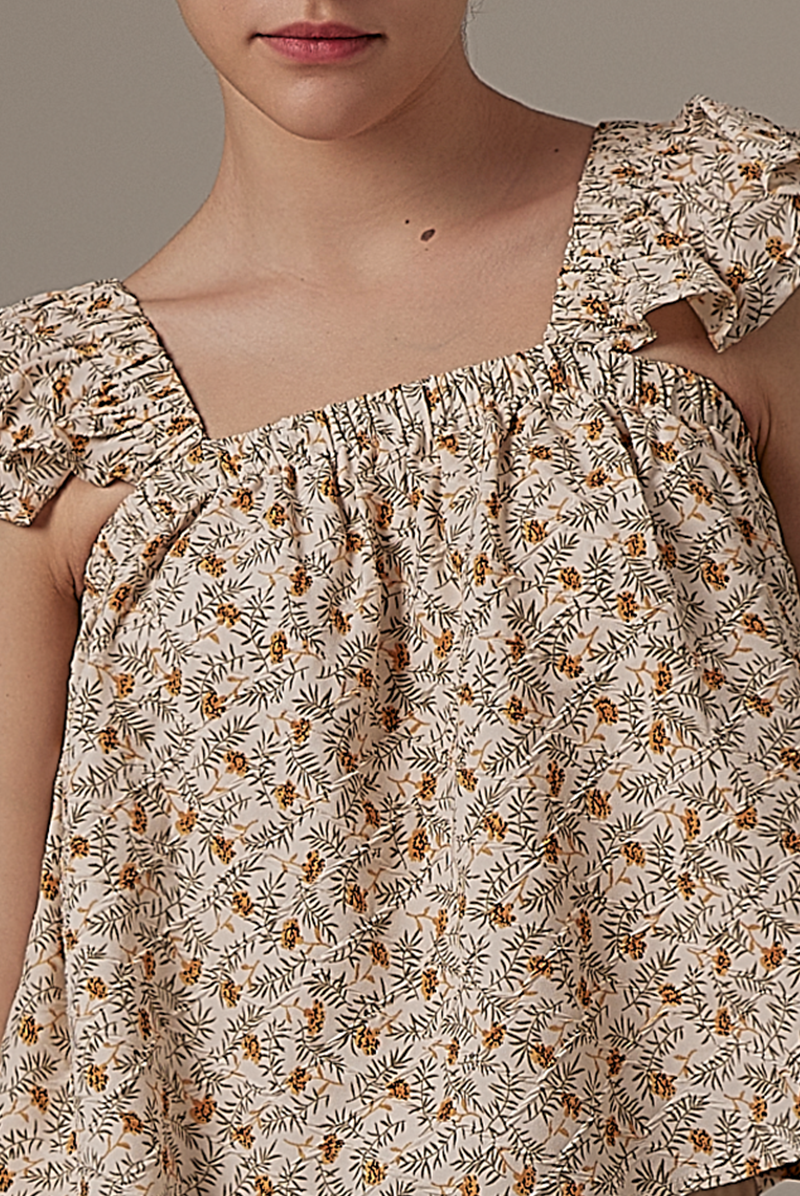 Paula Floral Blouse in Beige