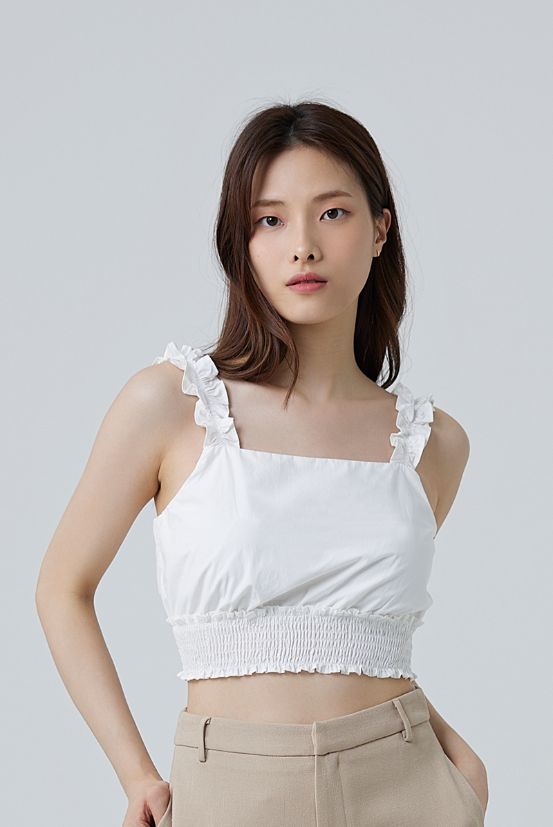 Dale Sleeveless Smocked Top in White