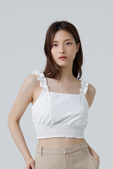Dale Sleeveless Smocked Top in White