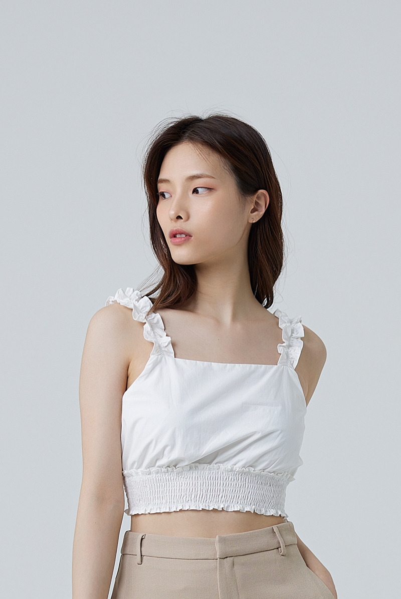 Dale Sleeveless Smocked Top in White