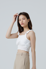 Dale Sleeveless Smocked Top in White