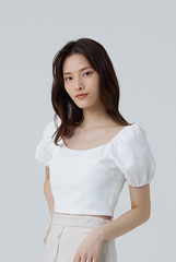 Brea Puff Sleeves Crop Top in White