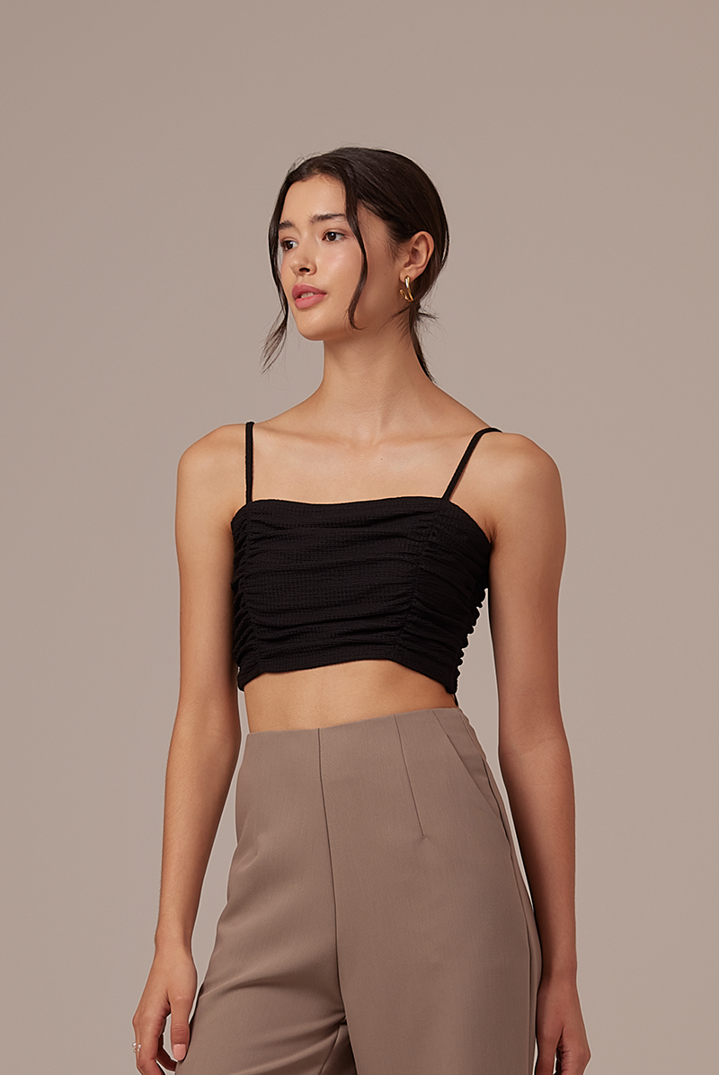 Agnes Waffle Textured Camisole in Black