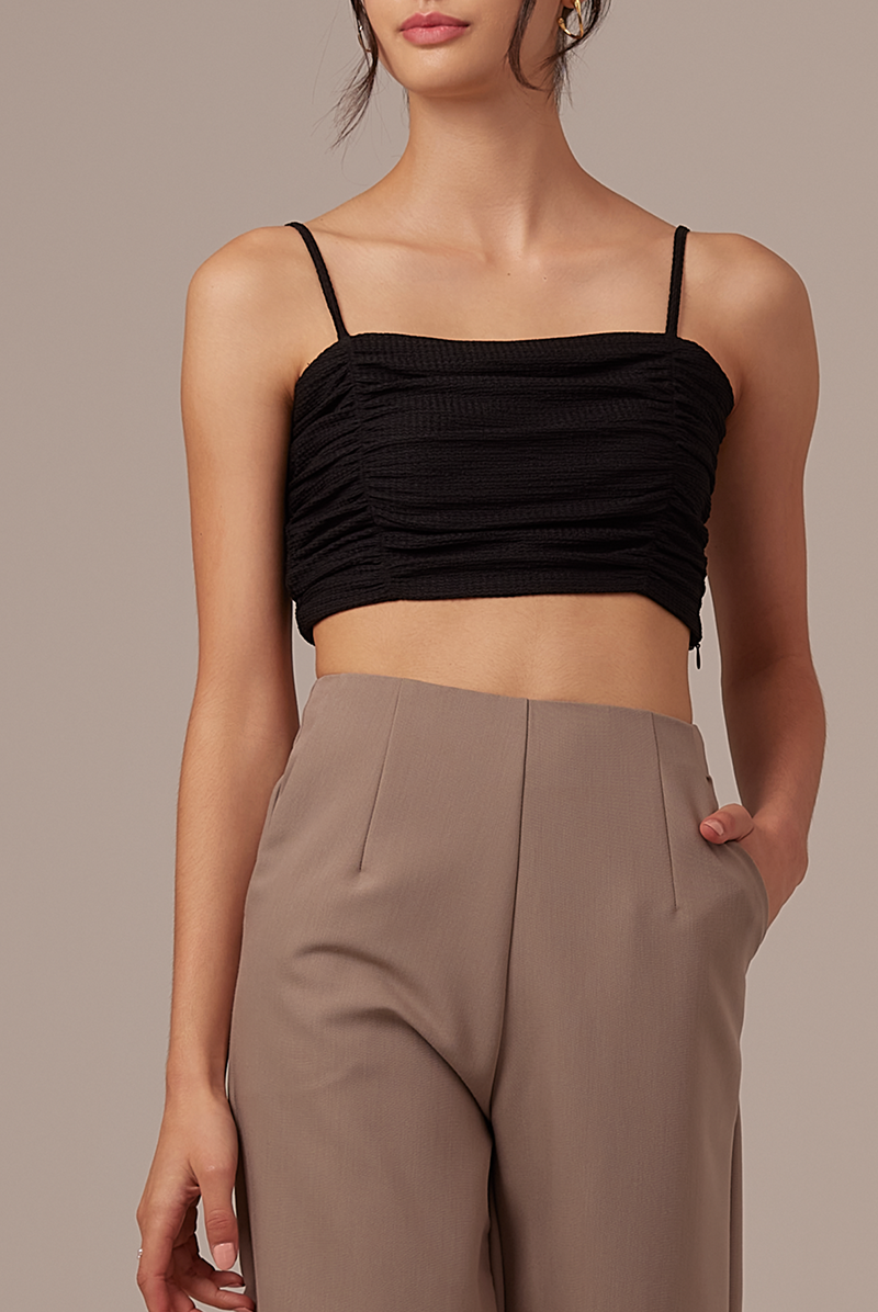Agnes Waffle Textured Camisole in Black