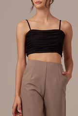 Agnes Waffle Textured Camisole in Black
