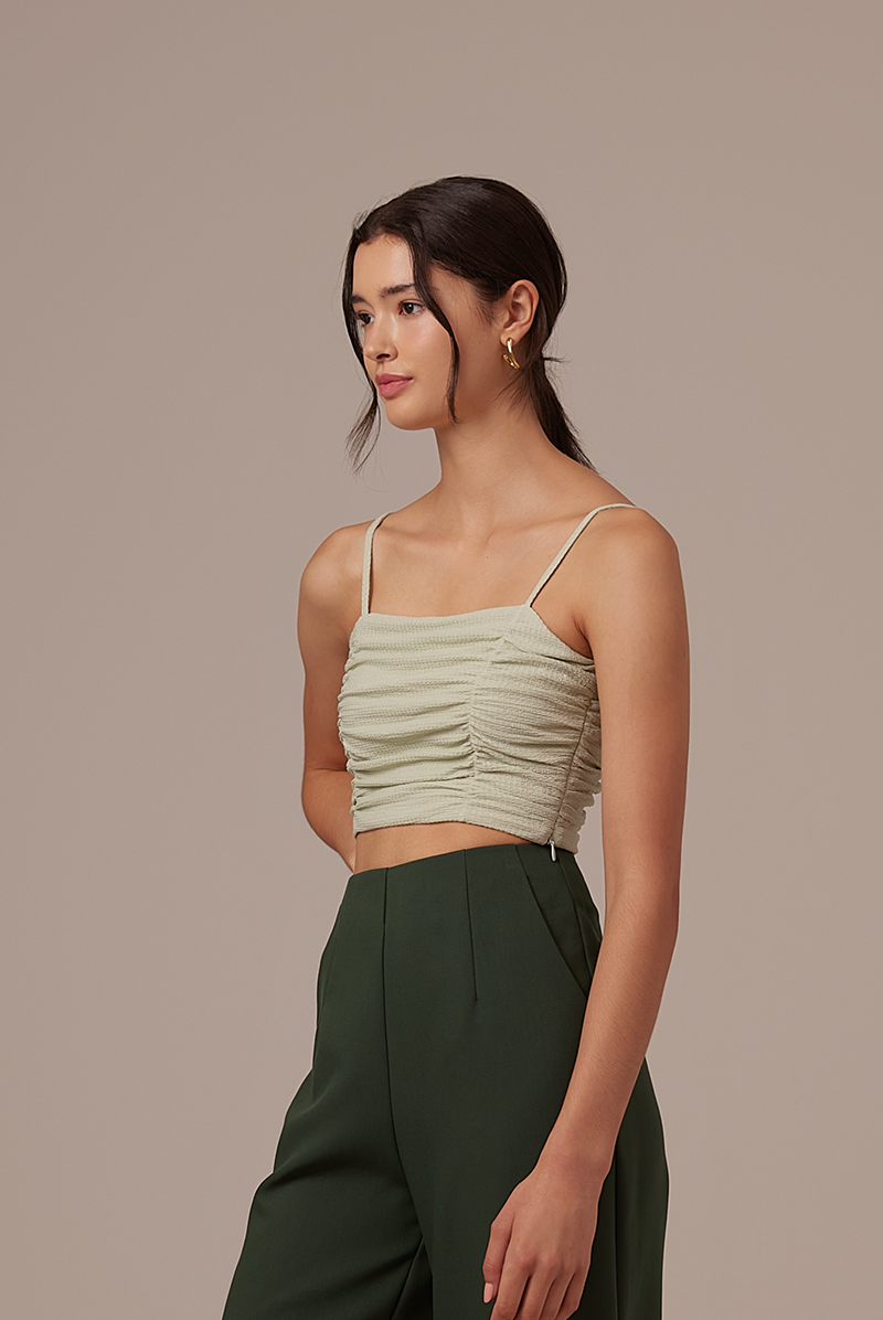 Agnes Waffle Textured Camisole in Pistachio
