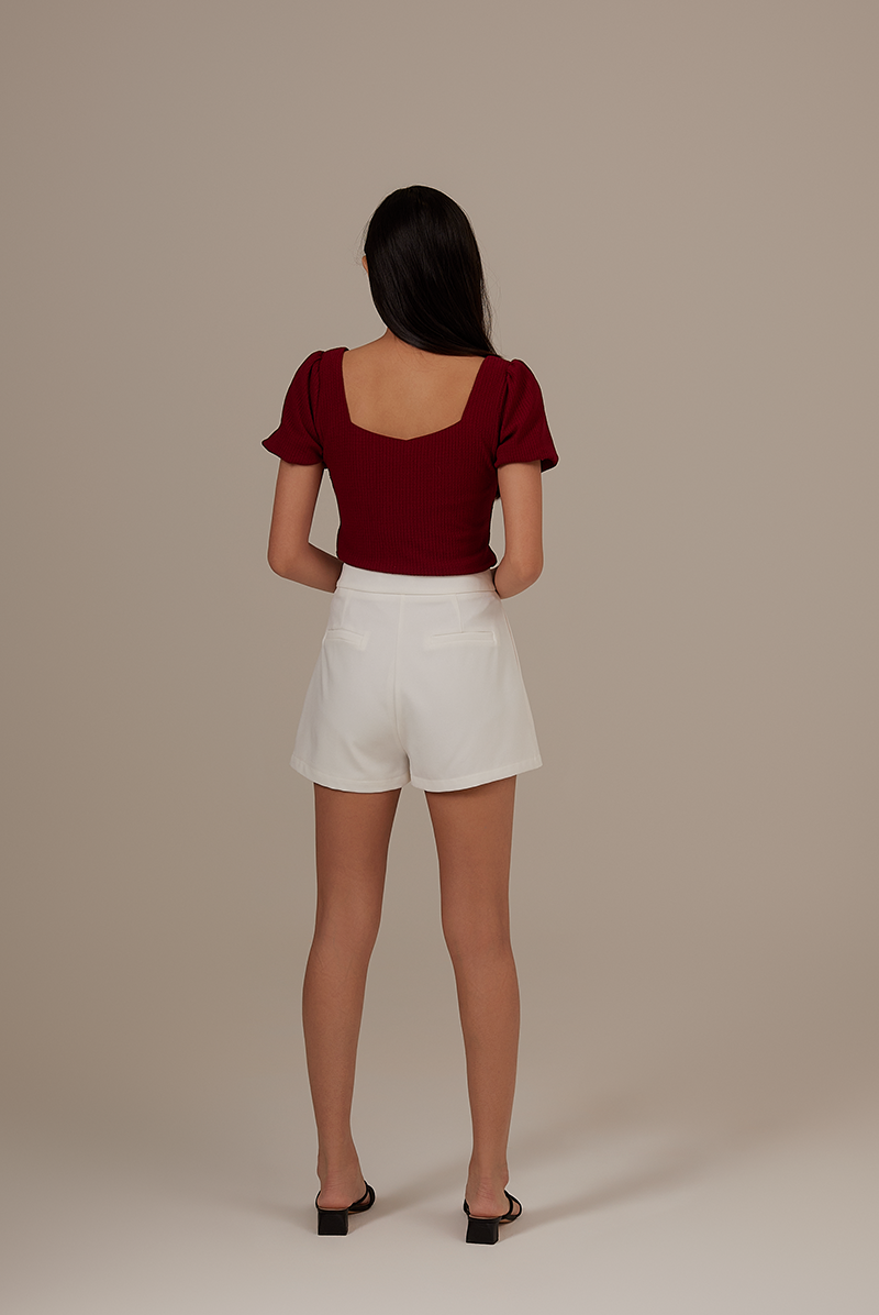 Conna Puff Sleeve Top in Burgundy