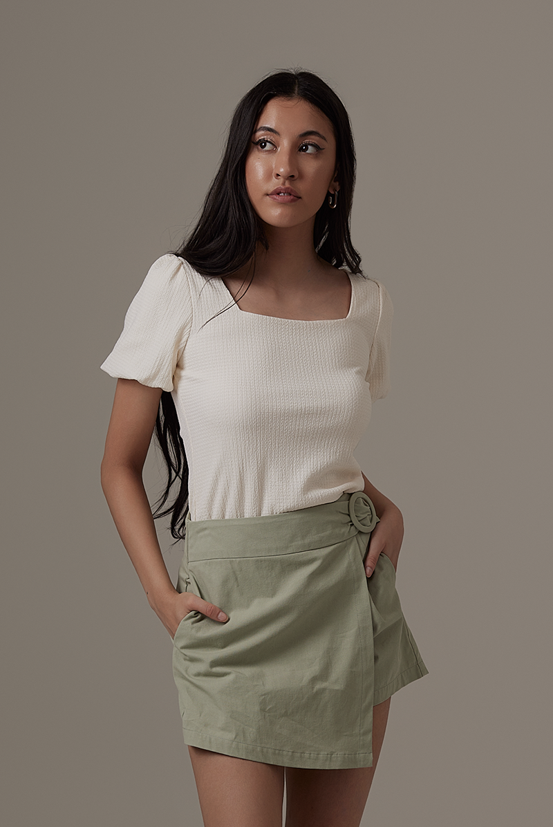 Conna Puff Sleeve Top in Cream