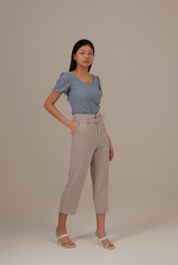 Conna Puff Sleeve Top in Dusty Blue