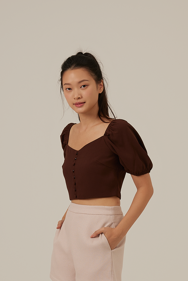 Shanny Sweetheart Crop Top in Chocolate