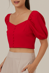 Shanny Sweetheart Crop Top in Red