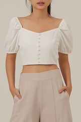 Shanny Sweetheart Crop Top in White