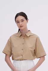 Aasha Drop Shoulder Boxy Shirt in Khaki