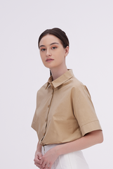Aasha Drop Shoulder Boxy Shirt in Khaki
