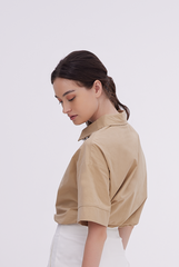 Aasha Drop Shoulder Boxy Shirt in Khaki