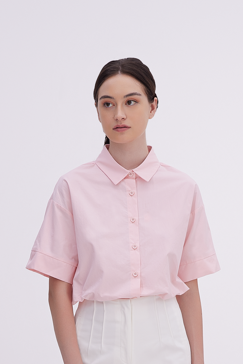 Aasha Drop Shoulder Boxy Shirt in Pink