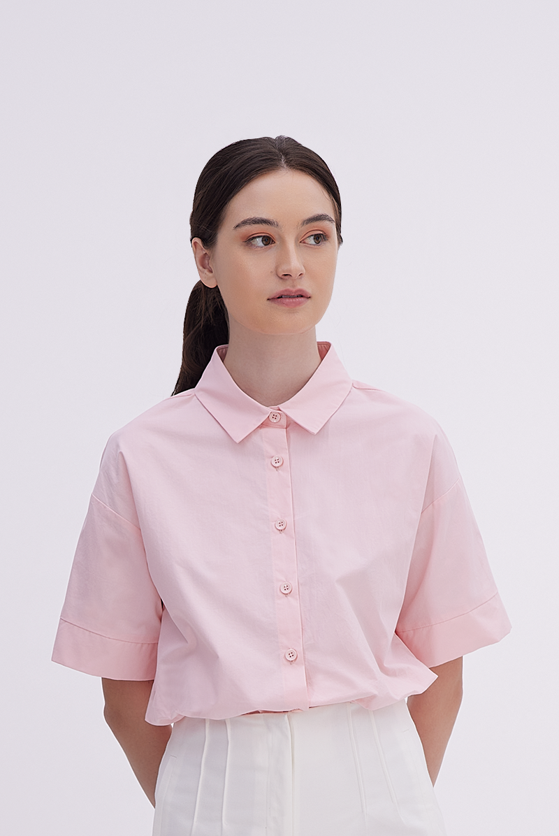 Aasha Drop Shoulder Boxy Shirt in Pink