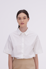 Aasha Drop Shoulder Boxy Shirt in White