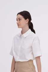 Aasha Drop Shoulder Boxy Shirt in White