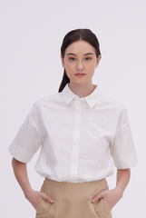 Aasha Drop Shoulder Boxy Shirt in White
