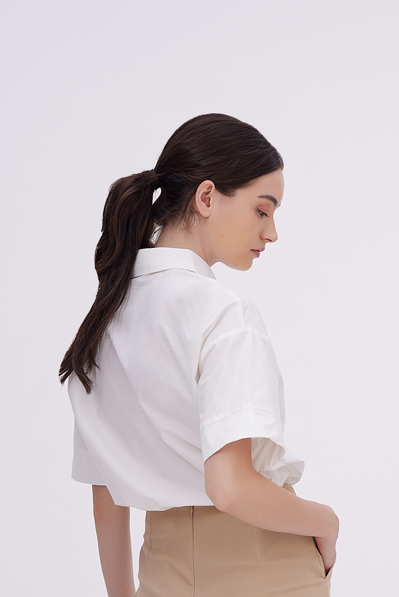 Aasha Drop Shoulder Boxy Shirt in White