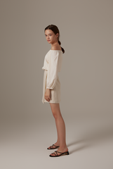 Lowry Off-Shoulder Top in Powder