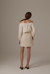 Lowry Off-Shoulder Top in Powder